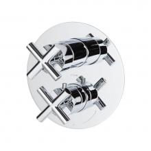 Lacava 15TH3S.X.R-A-CR - TRIM ONLY - Thermostatic Valve w/ 3 way shared diverter + OFF,  GPM 8 (60PSI) with round back plat