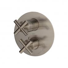 Lacava 15TH2S.X.R-A-NI - TRIM ONLY - Thermostatic Valve w/ 2 way shared diverter + OFF,  GPM 8.5 (60PSI) with round back pl