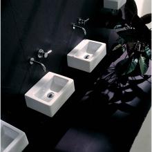 Lacava 5088-03-001 - Wall-mount or above-counter porcelain Bathroom Sink with an overflow, unfinished back.