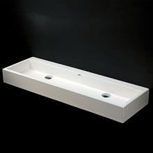 Lacava 5104-01-G - Vessel white solid surface double washbasin with overflow, finished back.