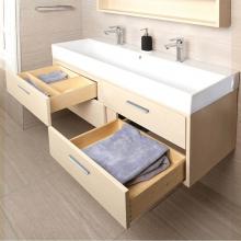 Lacava AQS-W-40-07 - Wall-mount under-counter vanity with four push-open drawers adorned with metal inserts and equippe