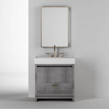 Lacava AQS-F-32-39 - Free-standing under-counter vanity with finger pulls across top doors and polished chrome pull acr