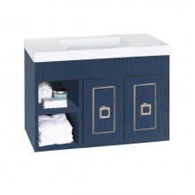 Lacava DIM-W-32-40 - Wall-mount under-counter vanity with open cubby on the left with adjustable shelf, and two doors w