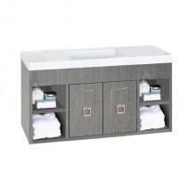 Lacava DIM-W-40-40 - Wall-mount under-counter vanity with open cubby on both sides  with an adjustable shelf, and two d