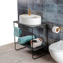 Lacava SUA-CV-28-MW - Floor-standing welded metal console stand with a towel bar and shelf. It must be attached to wall.