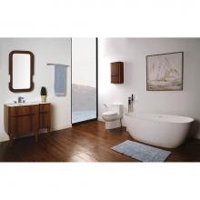 Lacava ELE-W-48L-40 - Wall-mount under counter vanity with three routed finger pull drawers . Bathroom Sink is on the le