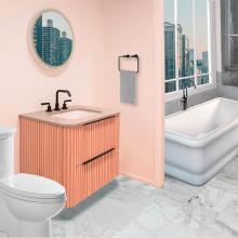 Lacava FLT-W-30-24 - Wall-mount under-counter vanity with rounded corners, fluted detailing and two drawers. Countertop