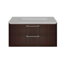 Lacava GEM-UN-24-42 - Cabinet of wall-mount under-counter vanity featuring one drawer and solid surface countertop with