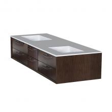 Lacava GEM-UN-60-42 - Cabinet of wall-mount under-counter vanity featuring four drawers and solid surface countertop wit