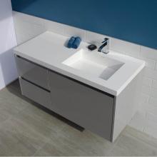 Lacava KUB-W-48R-40 - Wall-mounted undercounter vanity with  a large drawer on right and 2 small drawers on left, washba