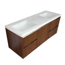 Lacava KUB-W-60B-42 - Wall-mounted undercounter vanity with  a large drawer on the  center and two small drawers on left