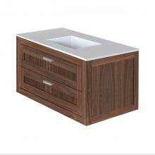 Lacava STL-W-36B-06 - Wall-mount under-counter vanity with two drawers (knobs included).