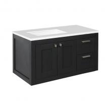 Lacava STL-W-36L-06 - Wall-mount under-counter vanity with two doors on the left and two drawers on the right.