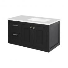 Lacava STL-W-36R-33 - Wall-mount under-counter vanity with two drawers on the left and two doors on the right.