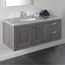 Lacava STL-W-48L-33 - Wall-mount under-counter vanity with two doors on the left and two drawers on the right.