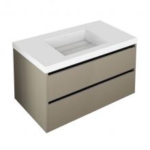 Lacava KUB-W-36B-39 - Wall-mount under counter vanity with 2 drawers and a notch in back. Bathroom Sink H262Tsold separa