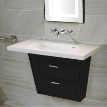 Lacava LIB-W-34C-24 - Wall-mount vanity with two flip-down doors (pull installed upon request); ADA compliant. Sink top