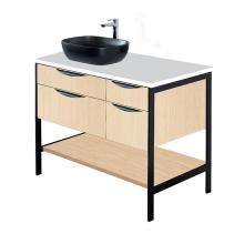 Lacava NAV-VS-36L-33 - Cabinet of free standing under-counter vanity with four drawers, bottom wood shelf and metal frame