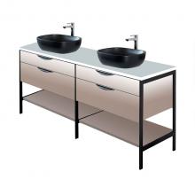 Lacava NAV-VS-60-29 - Cabinet of free standing under-counter vanity  with four drawers, two bottom wood shelves and meta