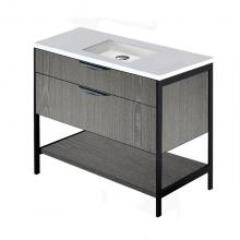 Lacava NAV-UN-36-39 - Cabinet of free standing under-counter vanity with two wide drawers, bottom wood shelf and metal f