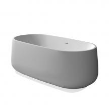 Lacava TUB10-G - Free-standing soaking bathtub made of white solid surface with overflow and a decorative solid sur