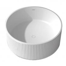 Lacava TUB22-G - Free-standing soaking bathtub with fluted detailing made of white solid surface with overflow and