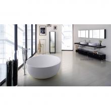 Lacava TUB06-001M - Free-standing soaking bathtub made of white solid surface with a decorative solid surface drain, n