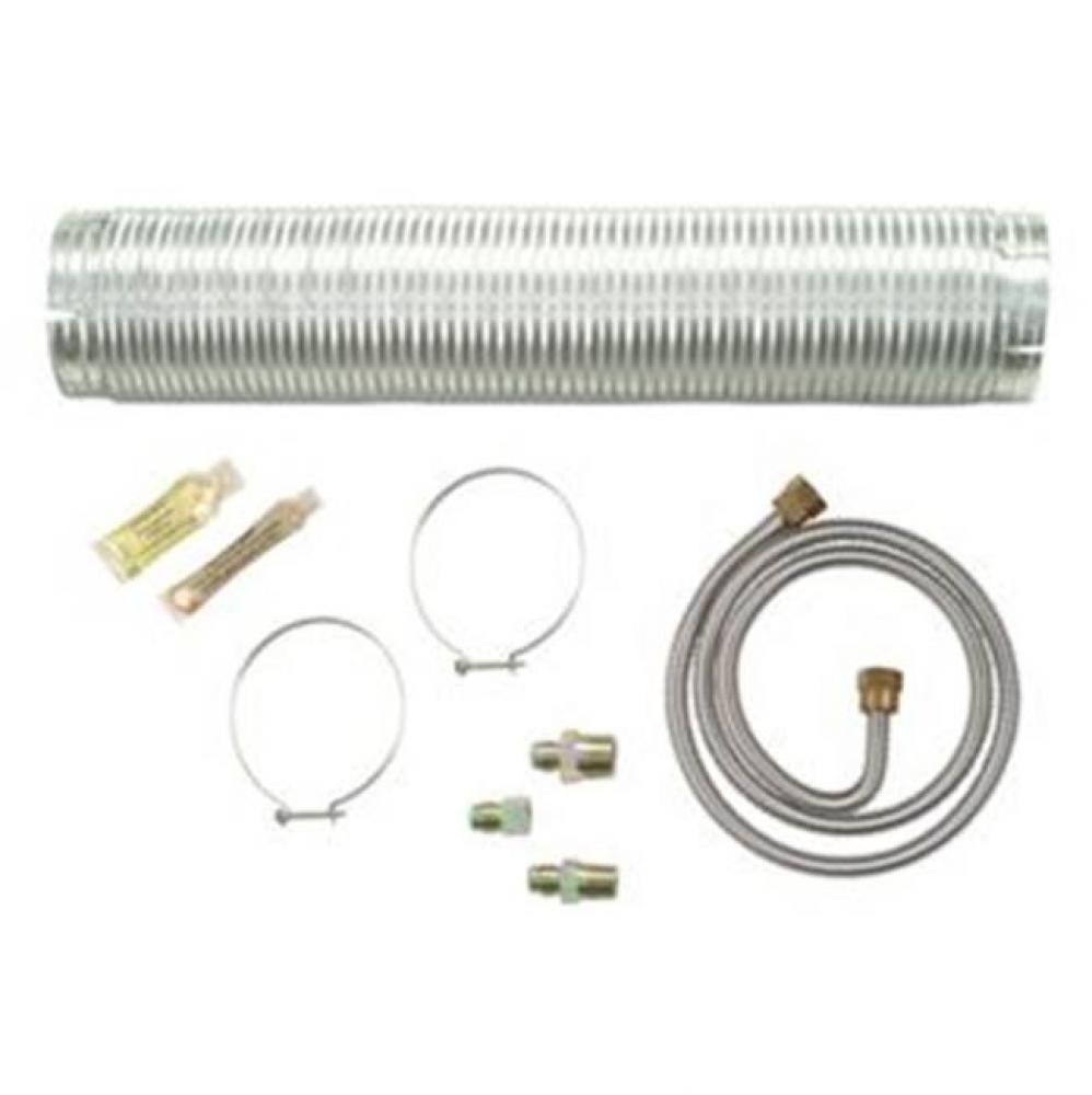 Dryer Gas Hook-Up Kit: 4-Ft With 8-Ft Metal Vent And 2 Clamps