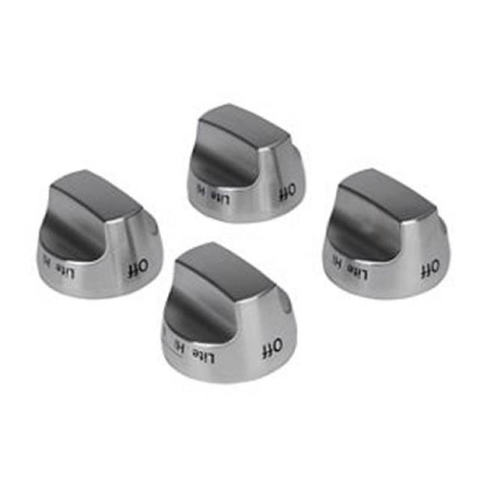 Range Knobs: Ka, 4 Bladed Stemless Brushed Stainless Steel Burner Knobs For 30-In Range, Color: St