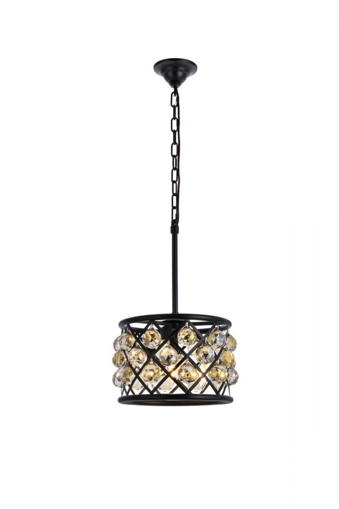 Madison 3 Light Matte Black Pendant Golden Teak (Smoky) Royal Cut Crystal