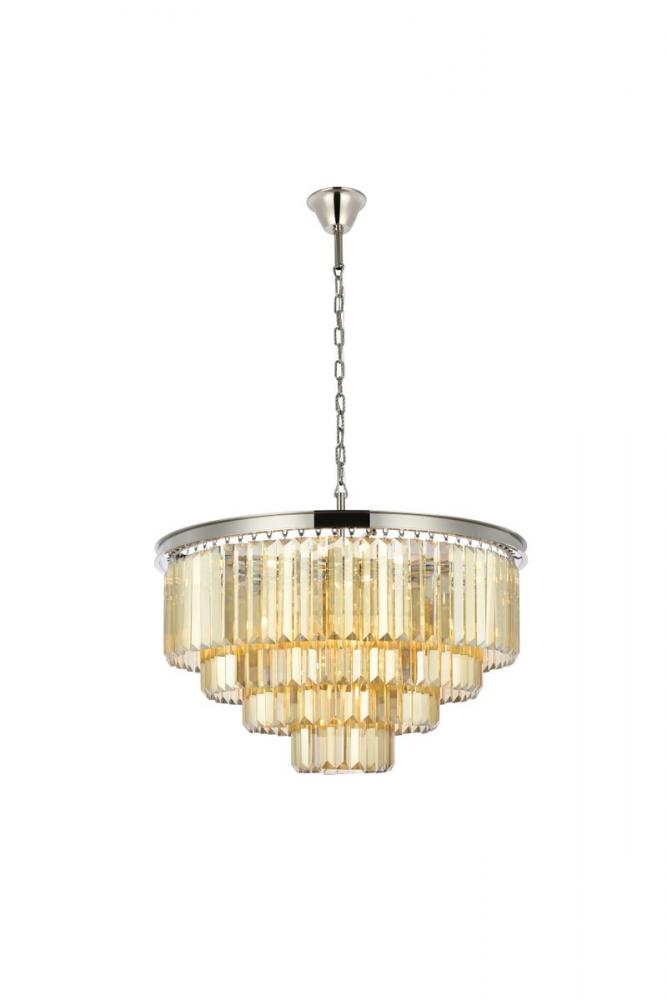 Sydney 17 Light Polished Nickel Chandelier Golden Teak (Smoky) Royal Cut Crystal