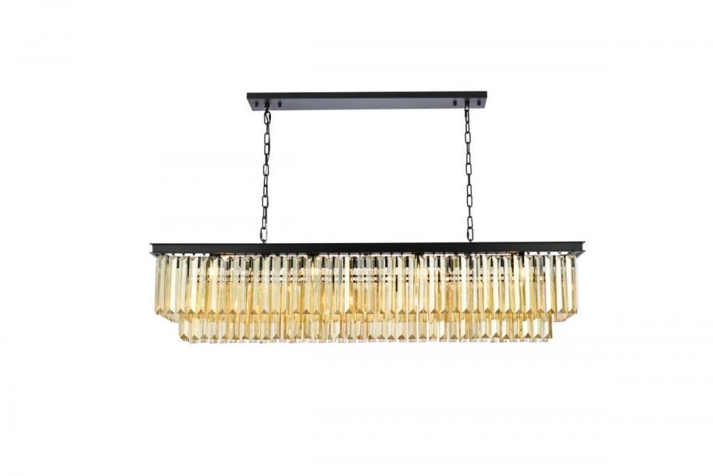 Sydney 12 Light Matte Black Chandelier Golden Teak (Smoky) Royal Cut Crystal