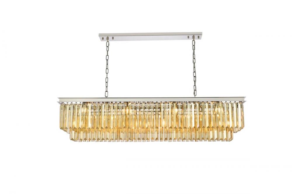 Sydney 12 Light Polished Nickel Chandelier Golden Teak (Smoky) Royal Cut Crystal