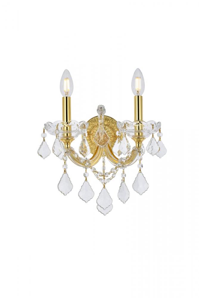 Maria Theresa 2 Light Gold Wall Sconce Clear Royal Cut Crystal