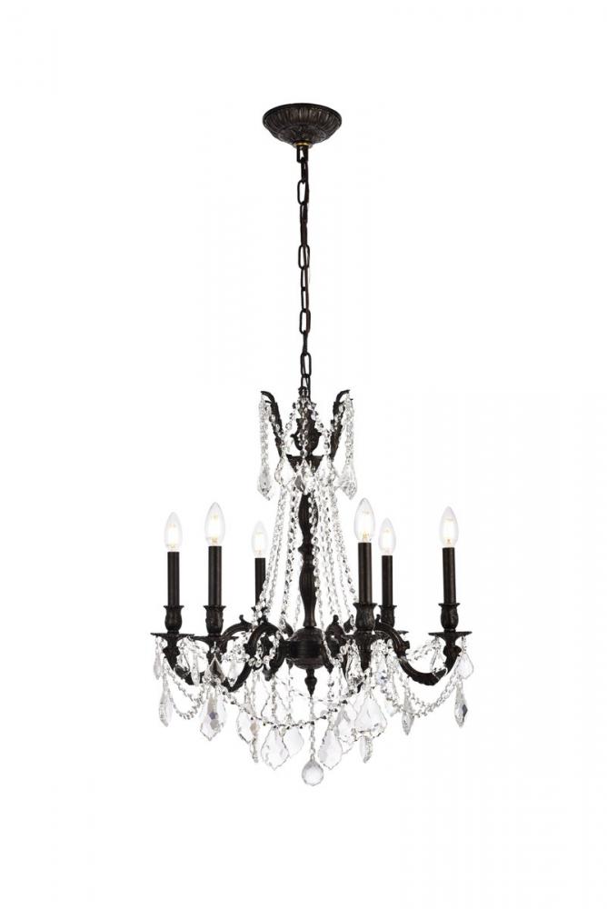 Rosalia 6 Light Dark Bronze Chandelier Clear Royal Cut Crystal