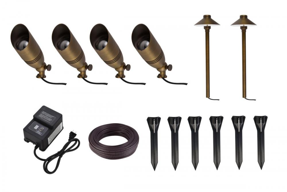 Aera Cast Brass Landscape Lighting Full Starter Pack of 6 Kit 1