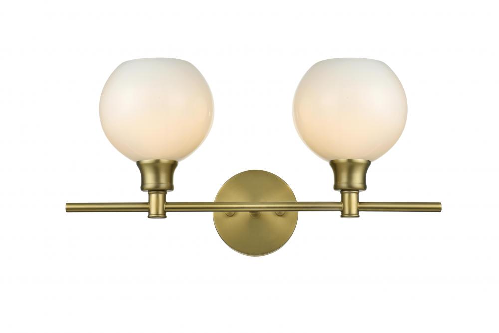 Collier 2 Light Satin Gold and Frosted White Glass Wall Sconce