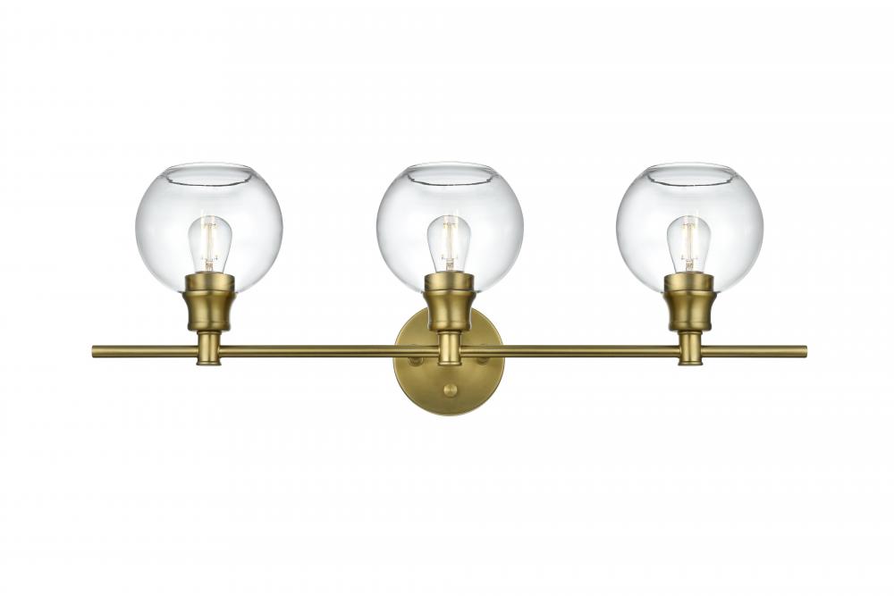 Collier 3 Light Satin Gold and Clear Glass Wall Sconce