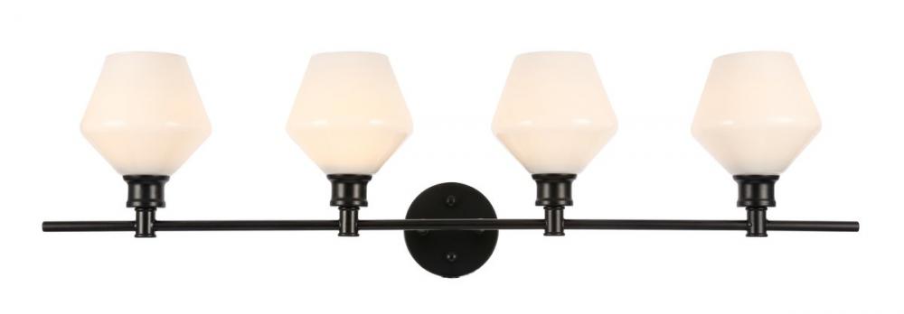 Gene 4 Light Black and Frosted White Glass Wall Sconce