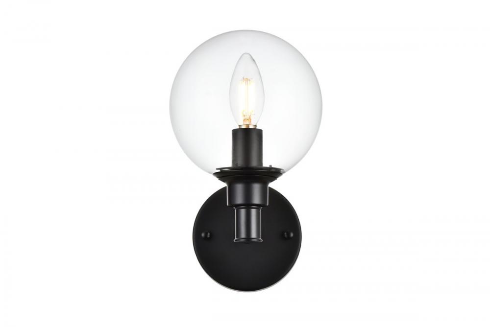 Jaelynn 1 Light Black and Clear Bath Sconce