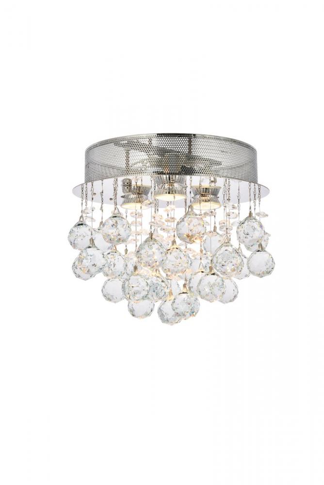 Galaxy 3 Light Chrome Flush Mount Clear Royal Cut Crystal