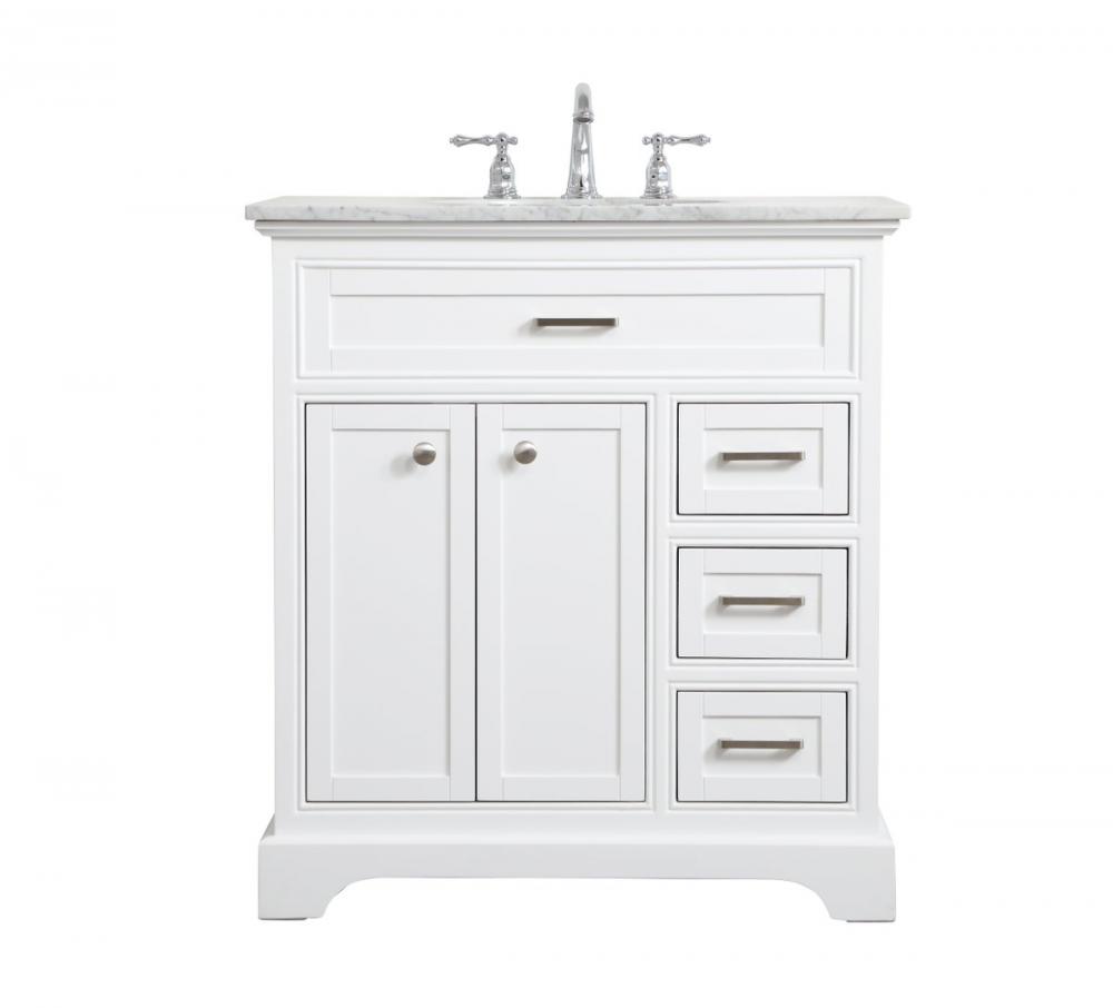 32 inch Single bathroom vanity in white