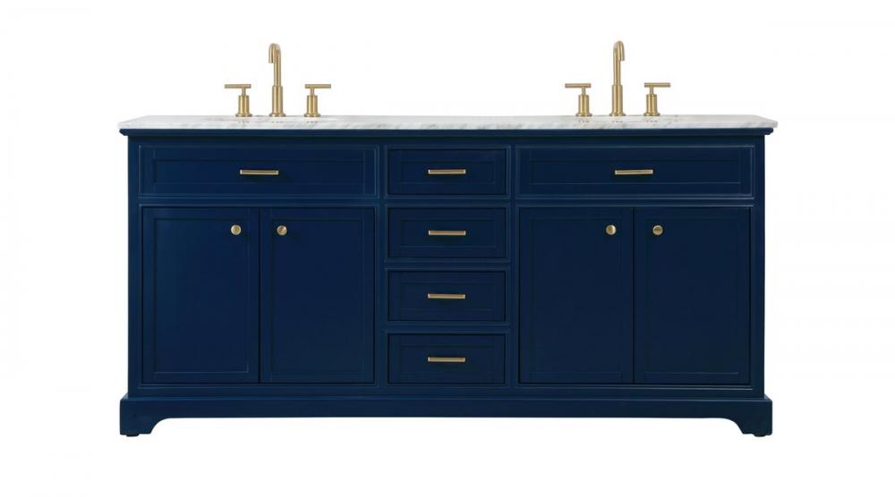 72 Inch Double Bathroom Vanity in Blue