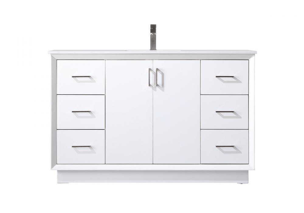 54 Inch Single Bathroom Vanity in White