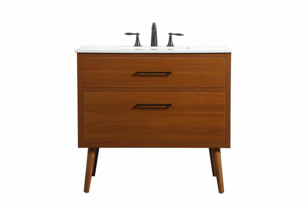 36 Inch Single Bathroom Vanity in Teak