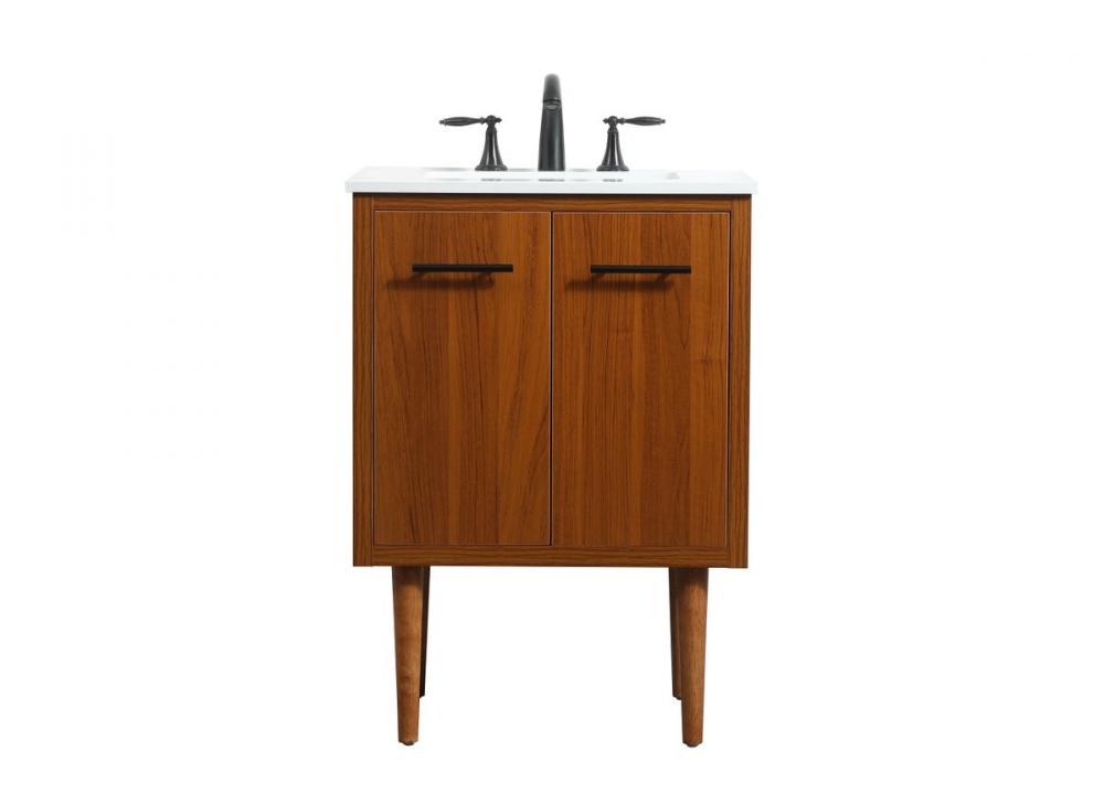 24 Inch Single Bathroom Vanity in Teak