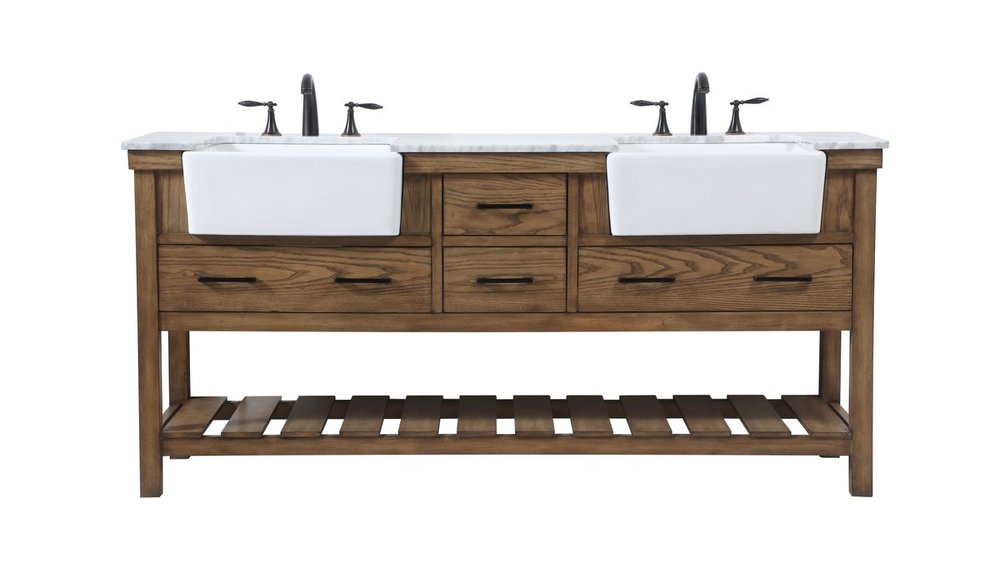 72 Inch Double Bathroom Vanity in Driftwood