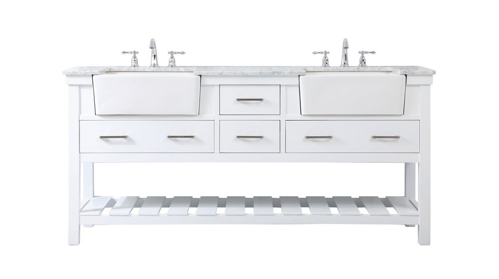 72 Inch Double Bathroom Vanity in White