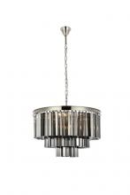 Elegant 1201D26PN-SS/RC - Sydney 9 Light Polished Nickel Chandelier Silver Shade (Grey) Royal Cut Crystal