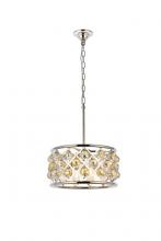 Elegant 1214D16PN-GT/RC - Madison 4 Light Polished Nickel Pendant Golden Teak (Smoky) Royal Cut Crystal